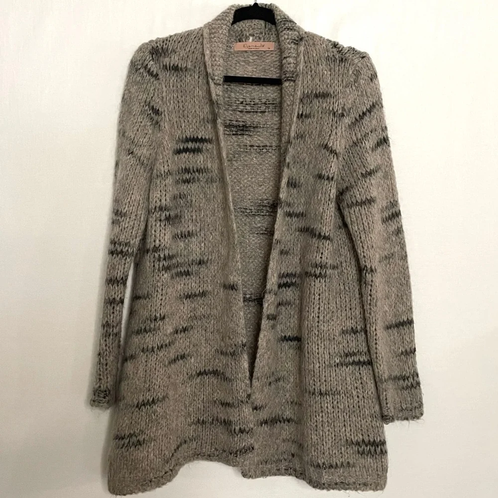 Elsamanda 1X Mohair Wool Cozy Blend Longline Open Front Boho Cardigan Sweater